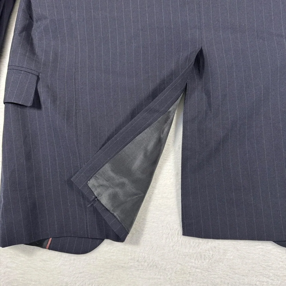 Vintage Graham‎ & Gunn Suit Jacket Mens 40R Navy Blue Pinstripe Blazer Wool 1990